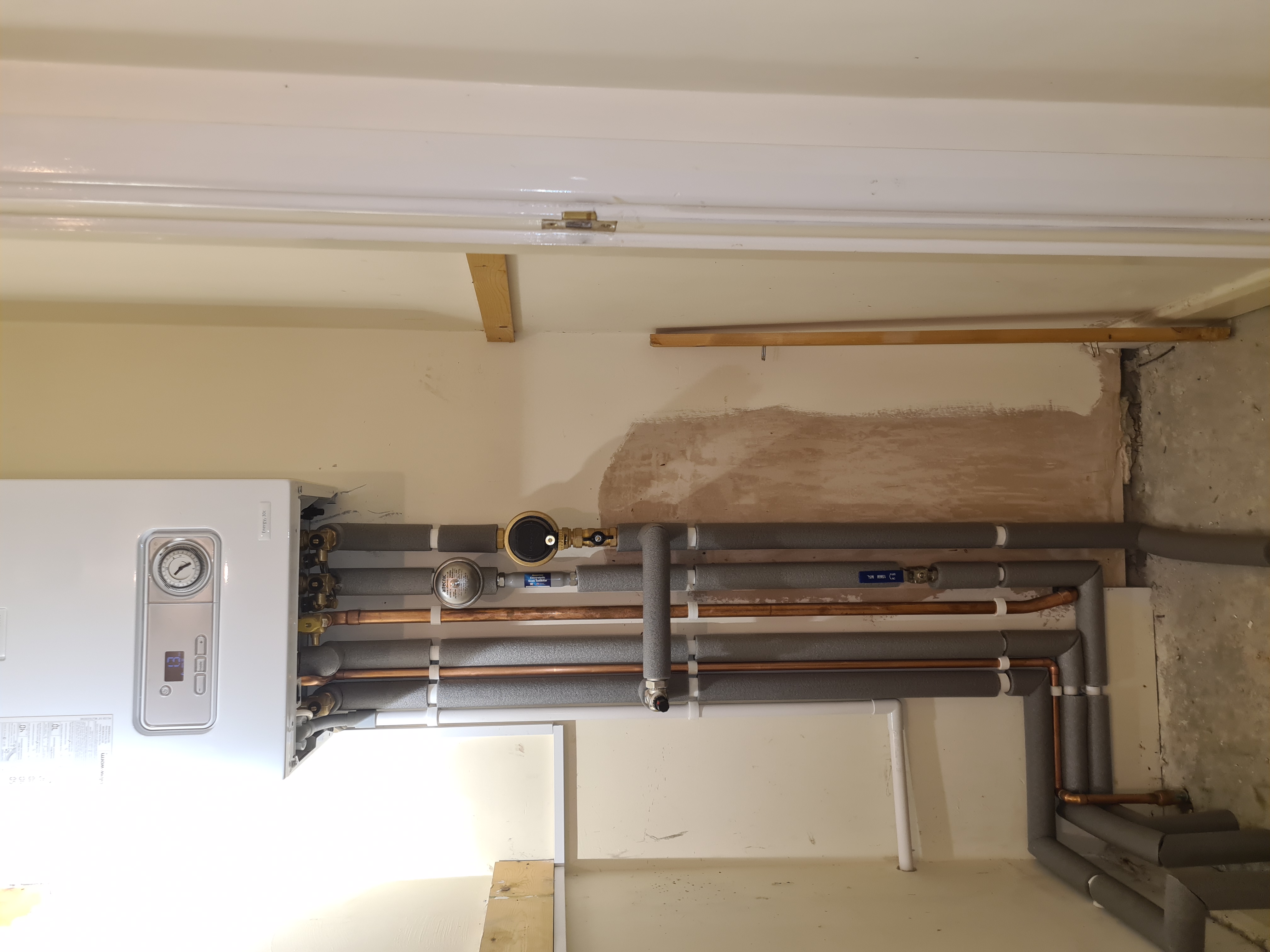 System boiler with clean pipework ready for handover